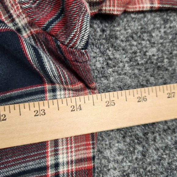 Pendleton Shirt‎ Mens Large Red Navy Plaid Bridger Cotton Wool Flannel Button - Picture 6 of 8